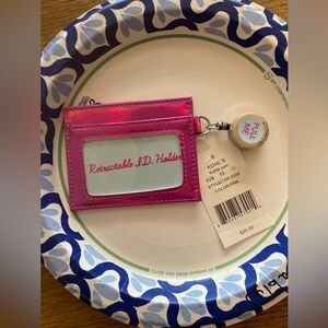 RETRACTABLE ID HOLDER WALLET, PINK IRIDESCENT. NWT